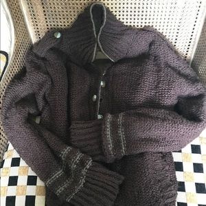 Grey of Italy Slouchy Woven Military Style Sweater